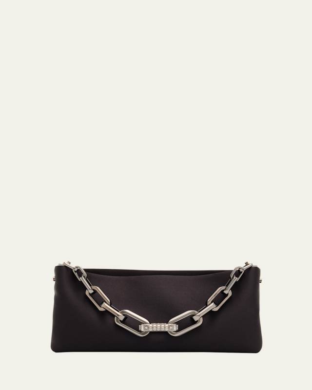 Maykimay Chain-Draped Clutch Bag in Crepe Satin
